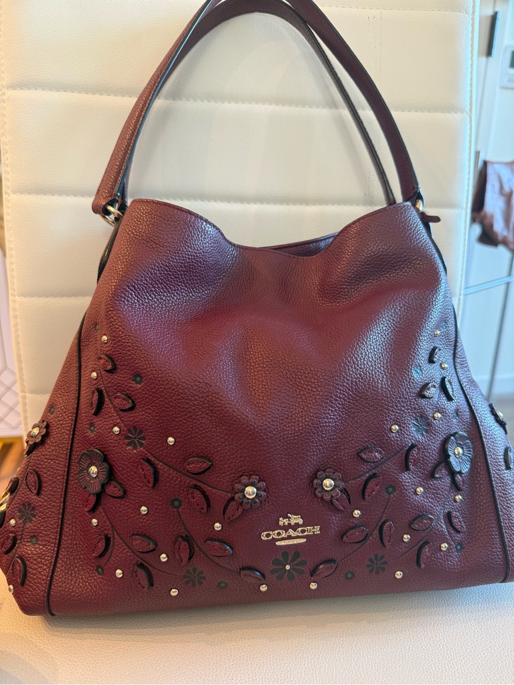 Coach Willow Tea Rose Edie 31 Burgundy Leather Shoulder Bag